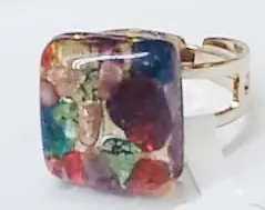 Кольцо квадратное, цвет 007, Vetrofusione, Bottega Murano