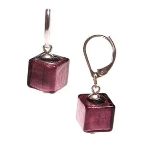 Серьги Perla Cubo фиолетовые, Bottega Murano
