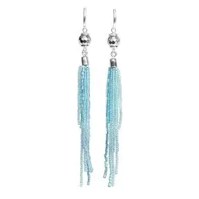 Серьги бисерные, голубые каскад, Bottega Murano